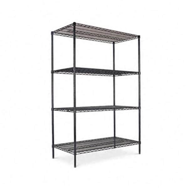 Alera SW504824BL Industrial Wire Shelving Starter Kit 4 Shelves 48w x 24d x 72h Black SW504824BL - main